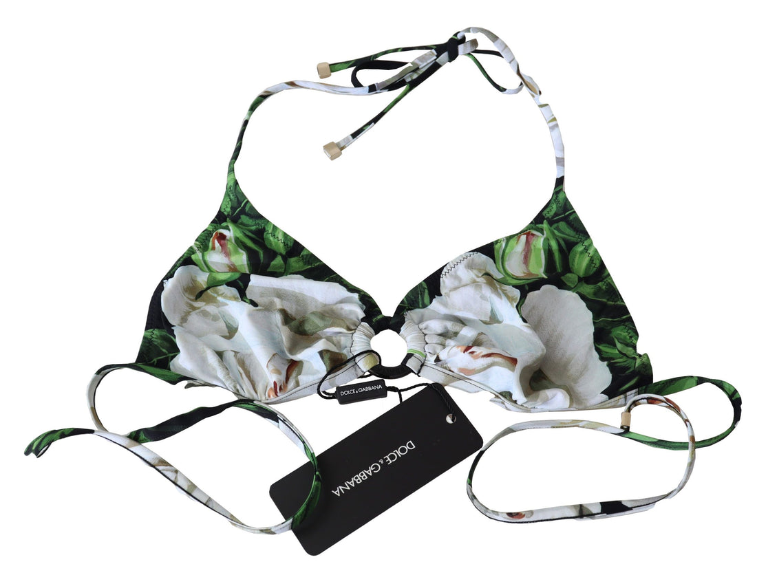 Dolce &amp; Gabbana – Bikinioberteil mit Blumendruck und Logoverschluss