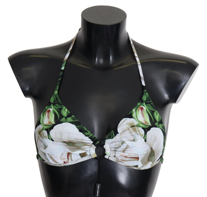 Dolce &amp; Gabbana – Bikinioberteil mit Blumendruck und Logoverschluss