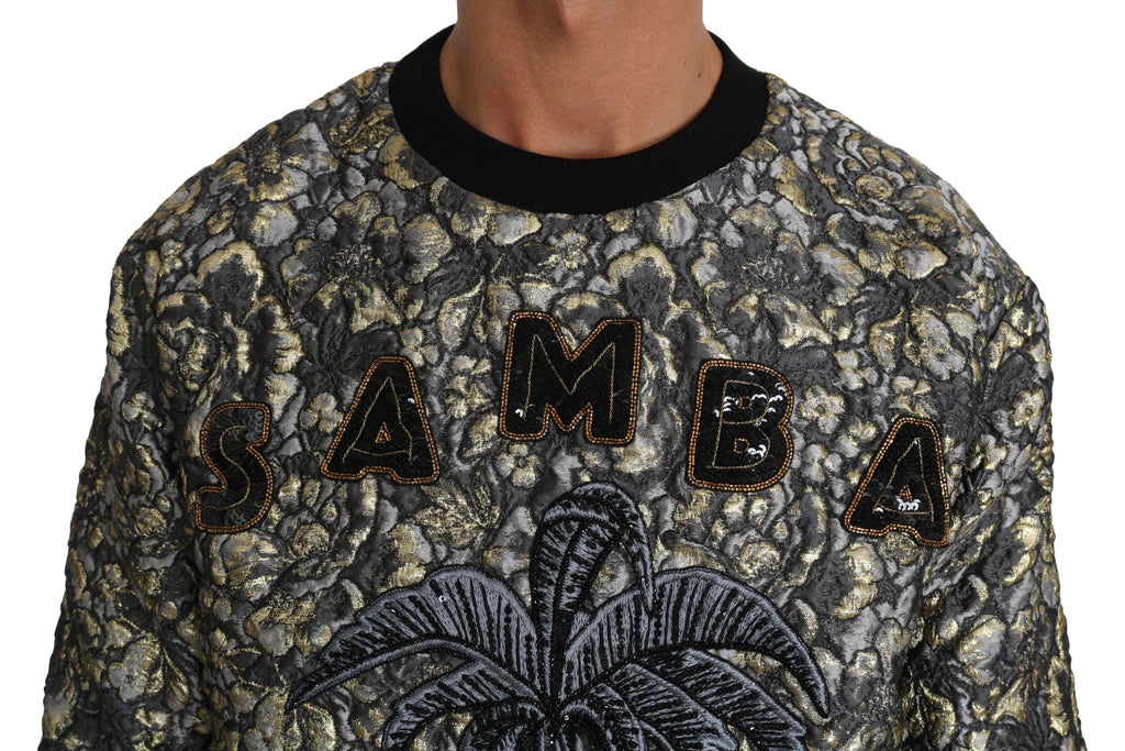 Dolce &amp; Gabbana Samba Jacquard Palm Rundhalspullover