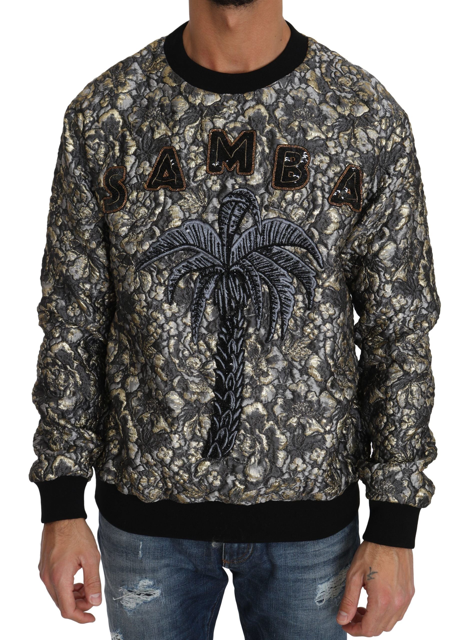 Dolce &amp; Gabbana Samba Jacquard Palm Rundhalspullover