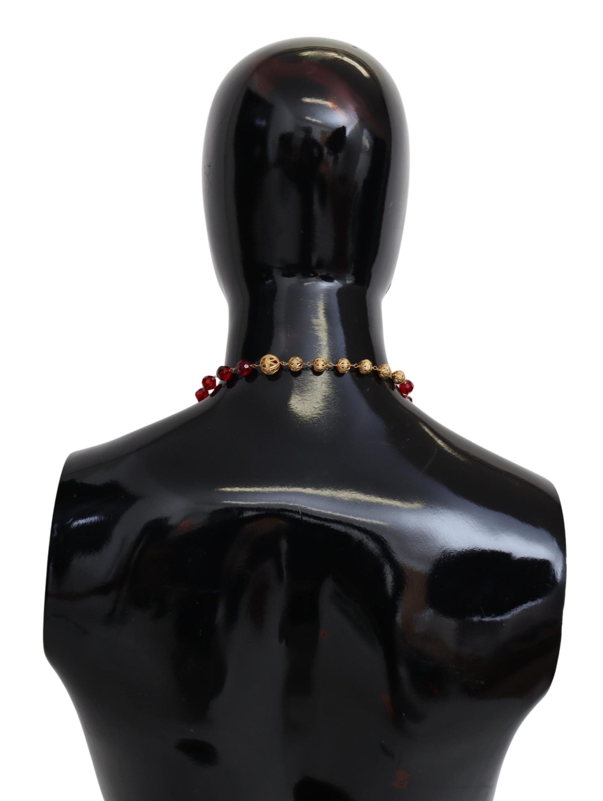 Dolce &amp; Gabbana – Elegante, vergoldete Halskette mit rotem Kristall