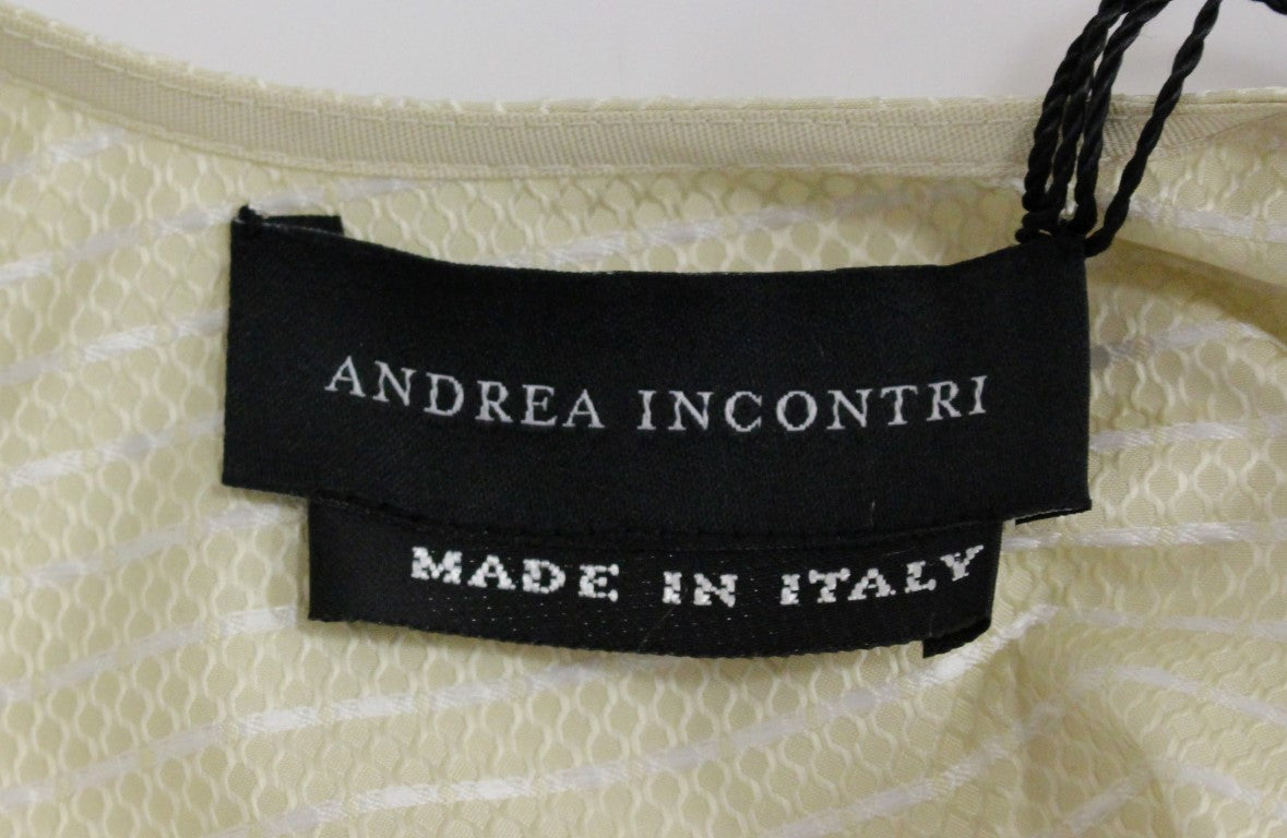 Andrea Incontri Elegantes beiges ärmelloses Etuikleid