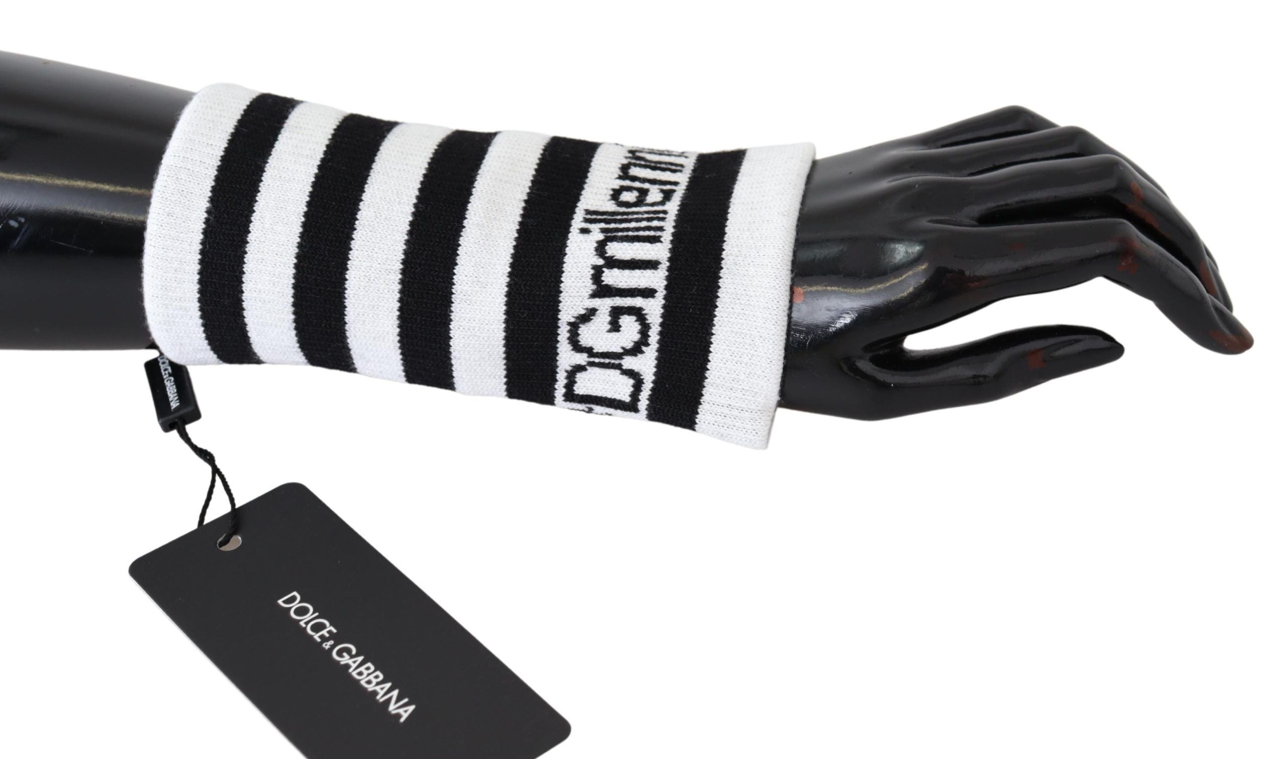 Dolce &amp; Gabbana Elegantes Handgelenksband aus Wollmischung in Schwarz und Weiß