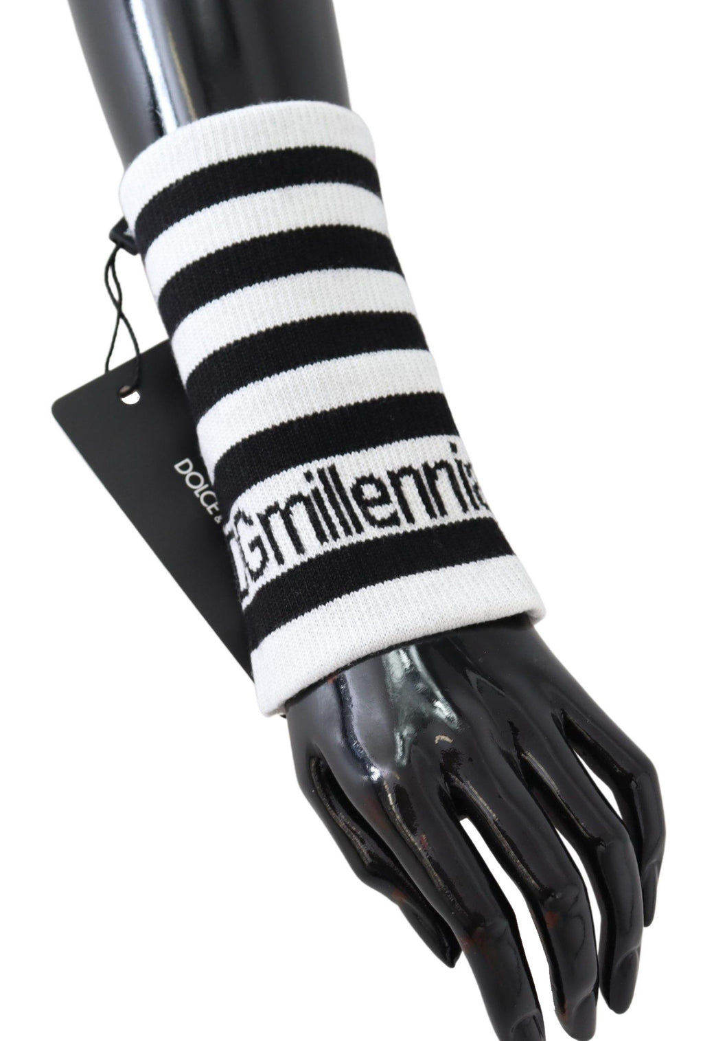 Dolce &amp; Gabbana Elegantes Handgelenksband aus Wollmischung in Schwarz und Weiß