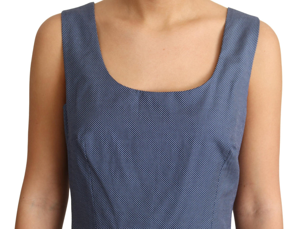 Dolce &amp; Gabbana Schickes, blaues, ärmelloses A-Linien-Kleid mit Punkten