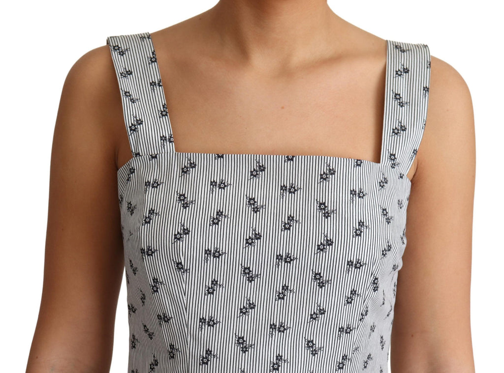 Dolce &amp; Gabbana Elegantes gestreiftes A-Linien-Kleid mit Blumenmuster