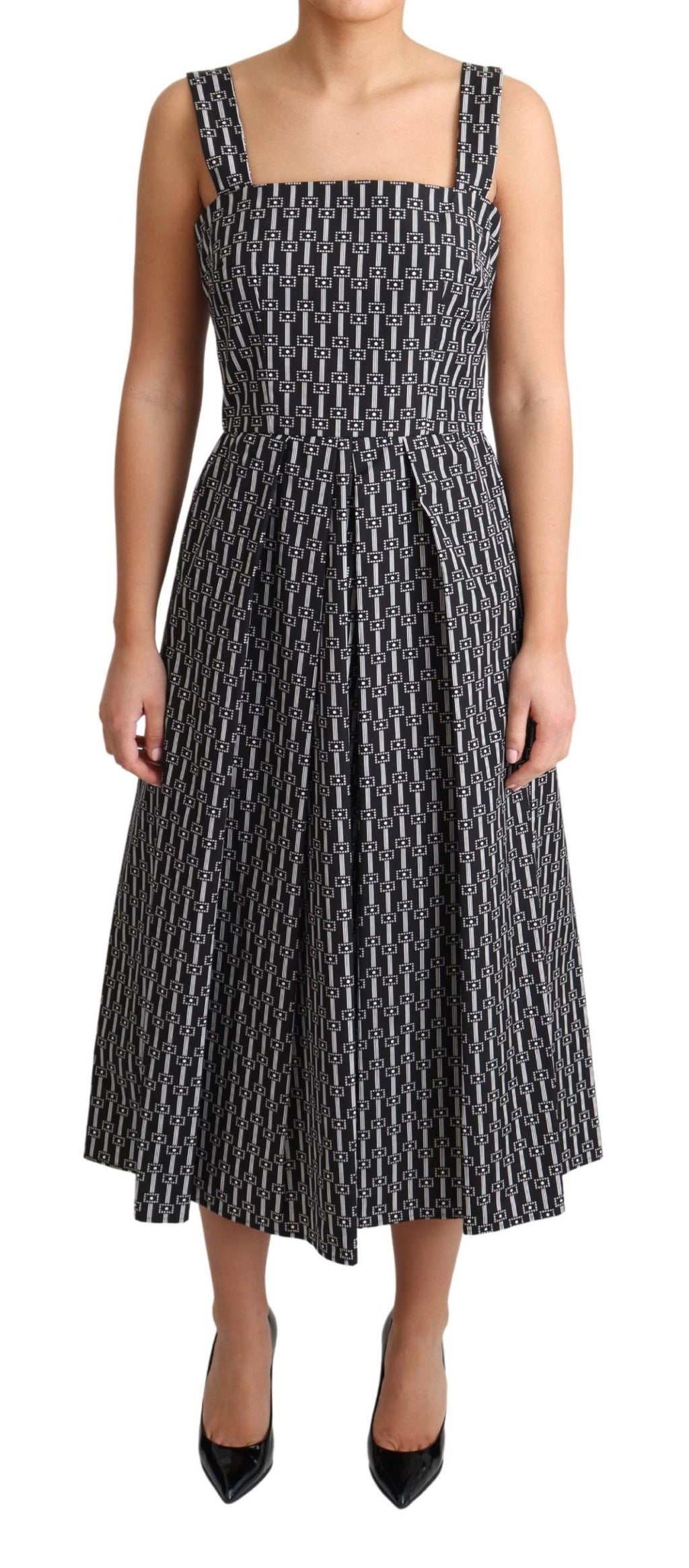 Dolce &amp; Gabbana Elegantes ärmelloses geometrisches A-Linien-Kleid