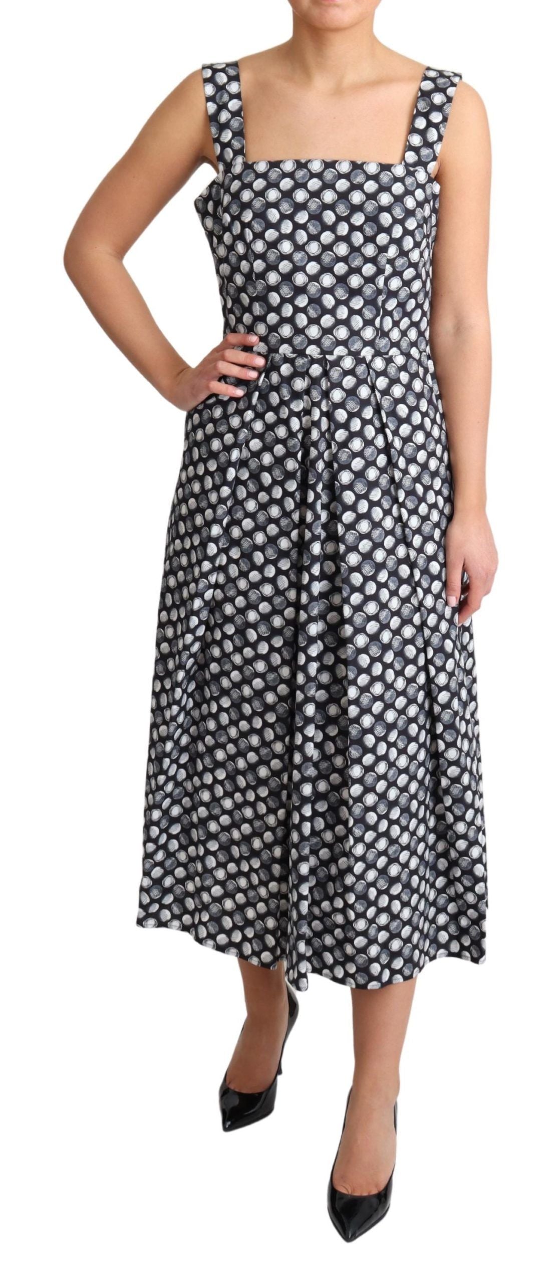 Dolce &amp; Gabbana Elegantes ärmelloses geometrisches Midi-A-Linienkleid