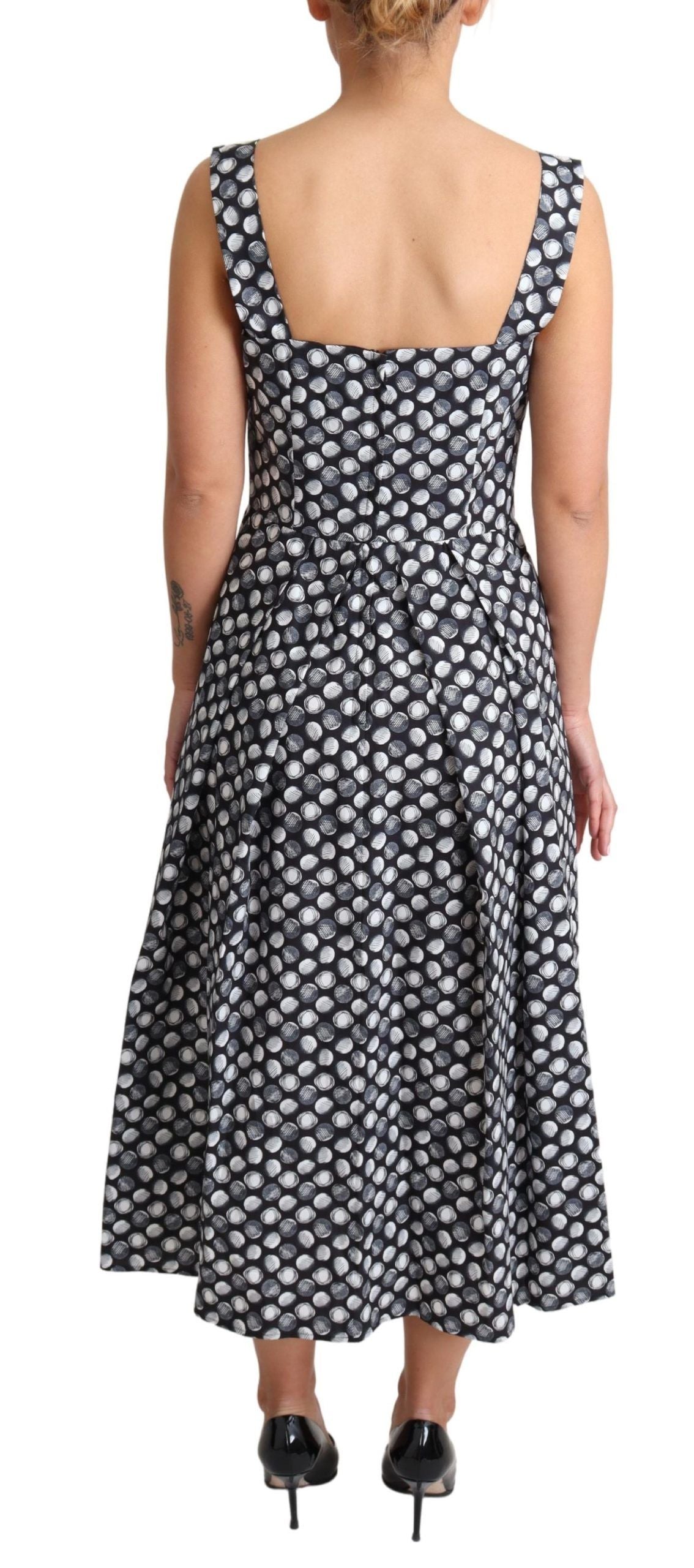 Dolce &amp; Gabbana Elegantes ärmelloses geometrisches Midi-A-Linienkleid