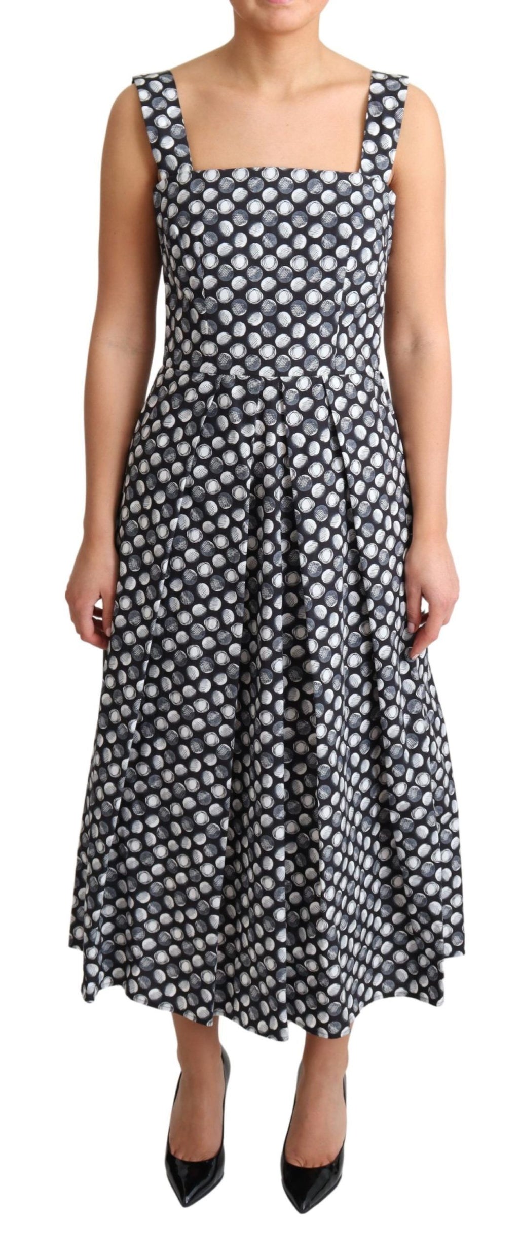 Dolce &amp; Gabbana Elegantes ärmelloses geometrisches Midi-A-Linienkleid