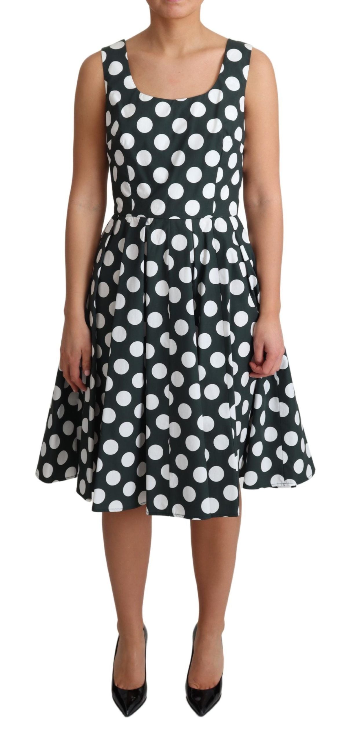 Dolce &amp; Gabbana Schickes ärmelloses A-Linien-Kleid mit Punkten