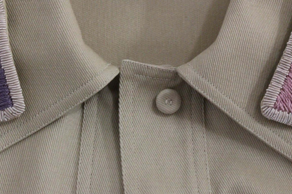 Andrea Incontri Ärmelloses beiges Baumwoll-Tanktop mit Broschen
