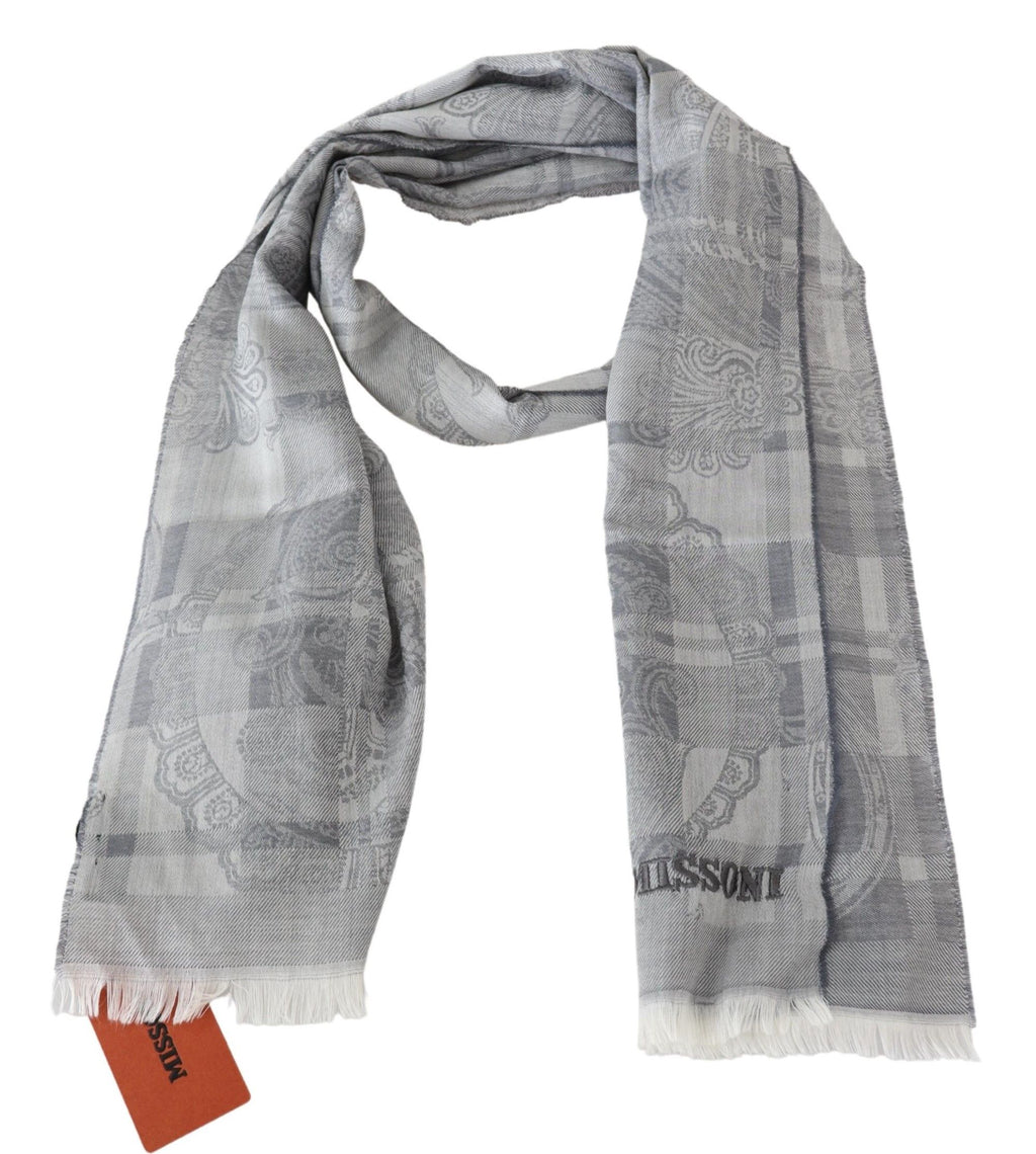 Grauer Wollschal von Missoni Chic mit Logo-Stickerei