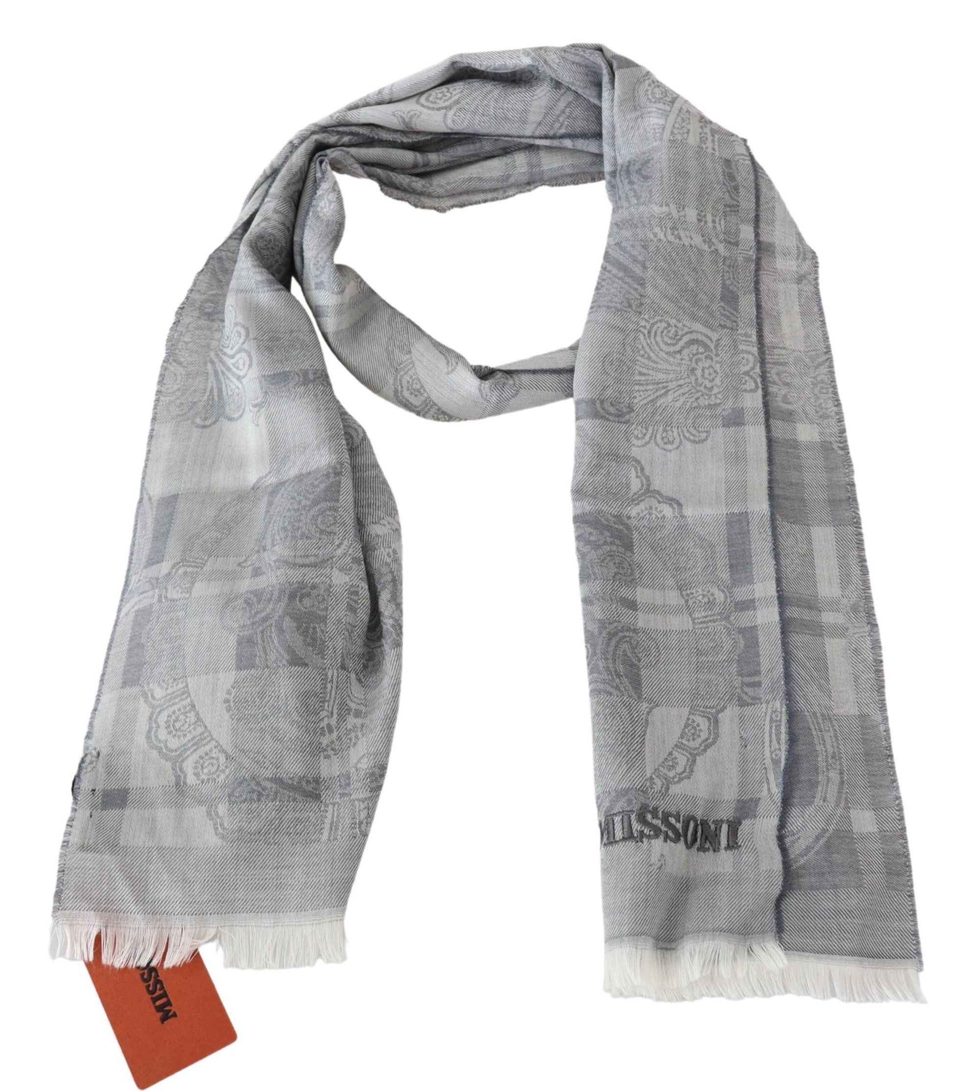 Grauer Wollschal von Missoni Chic mit Logo-Stickerei