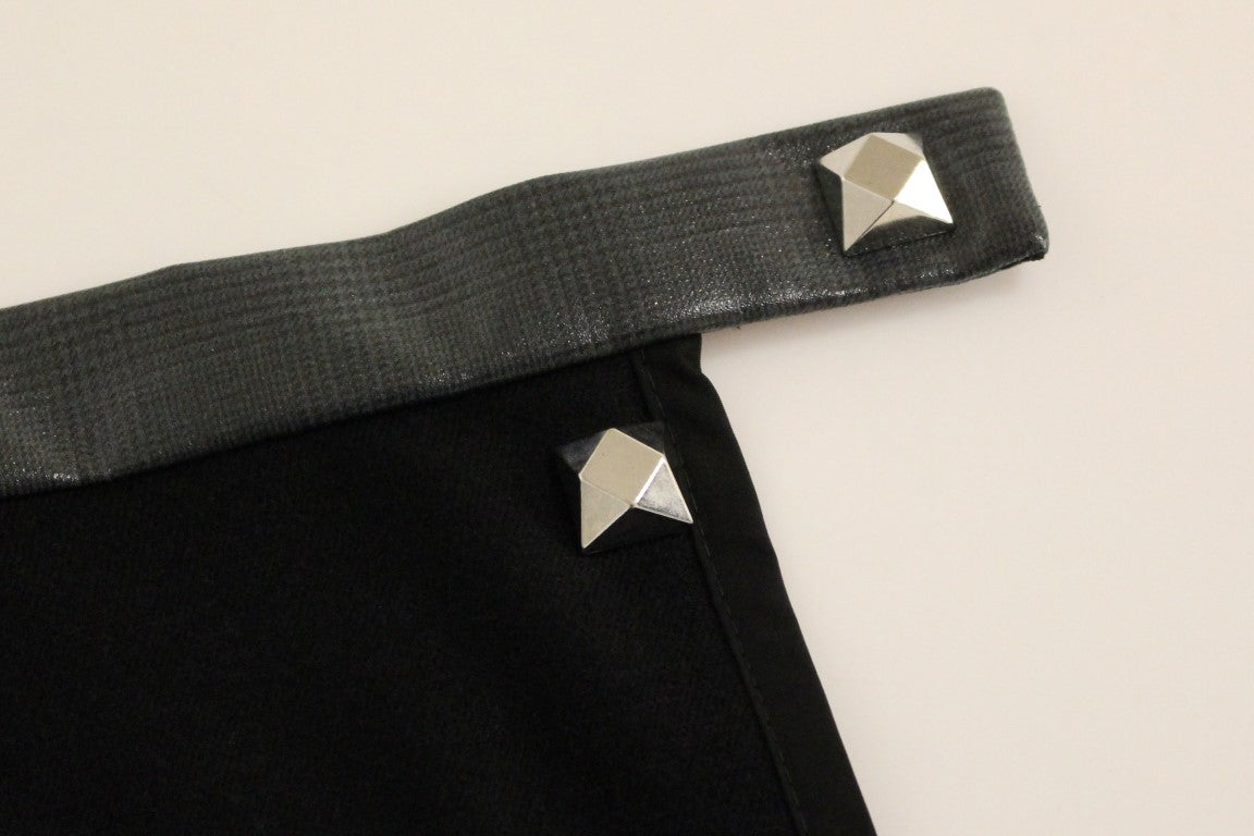 Corrado De Biase Eleganter schwarzer Rock aus Woll-Baumwoll-Mischung