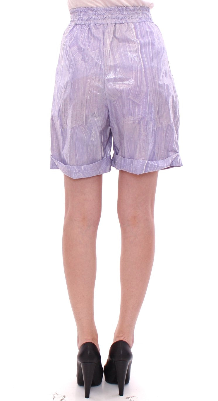 Licia Florio – Elegante Shorts aus violetter Viskose – seitlicher Reißverschluss