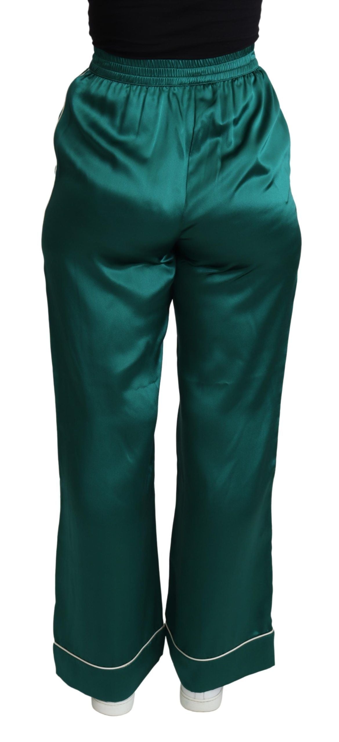 Dolce &amp; Gabbana – Exquisite Pyjamahose aus Seide in sattem Grün