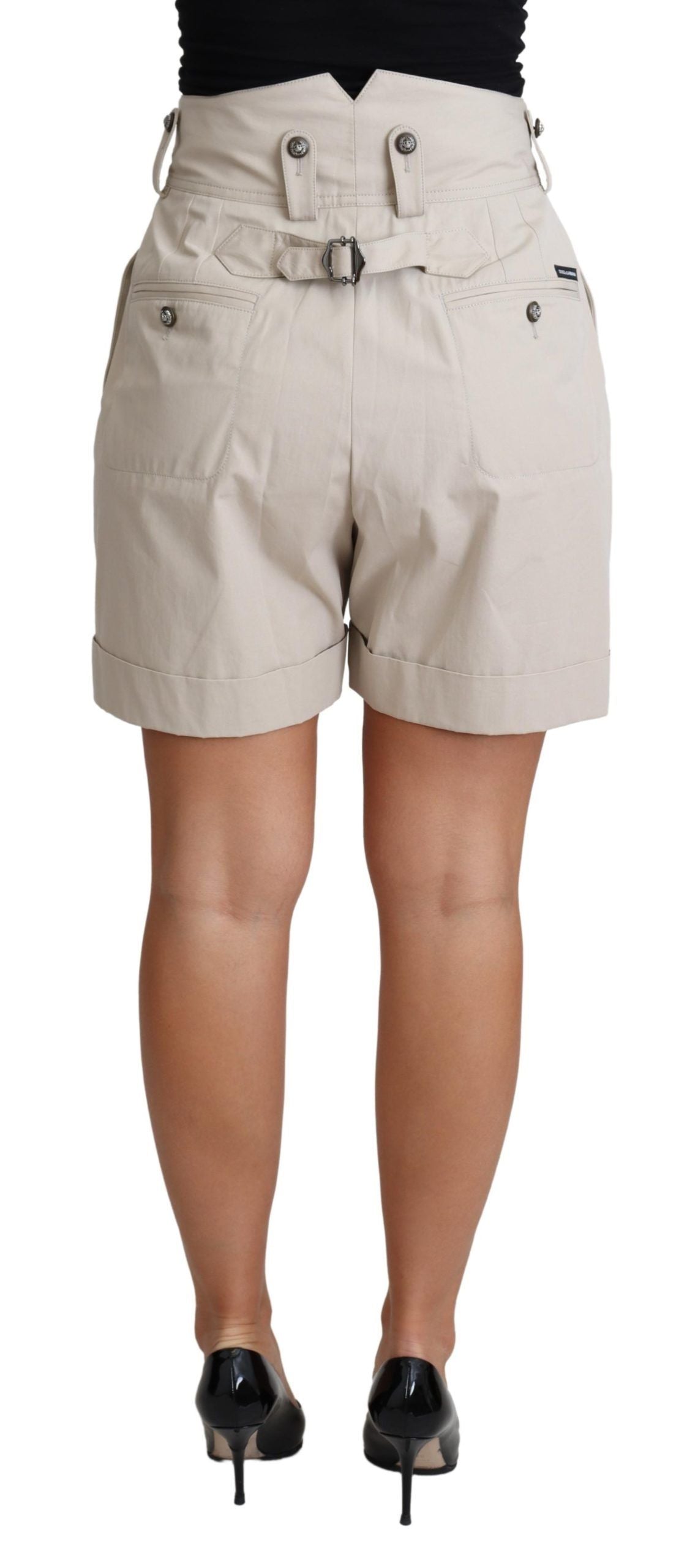 Dolce &amp; Gabbana Schicke, beigefarbene Shorts mit hoher Taille und Falten