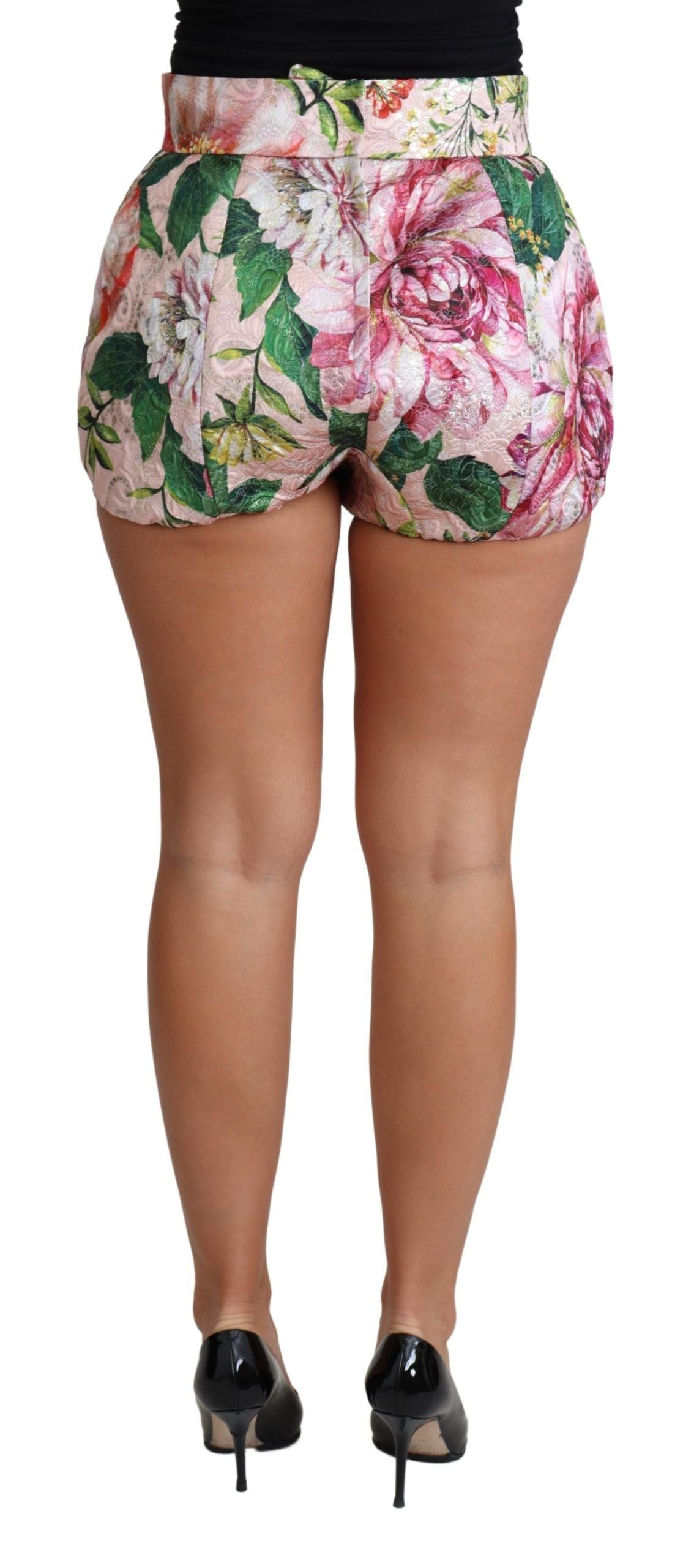 Dolce &amp; Gabbana – Schicke Hotpants mit hoher Taille und Blumenmuster in Rosa