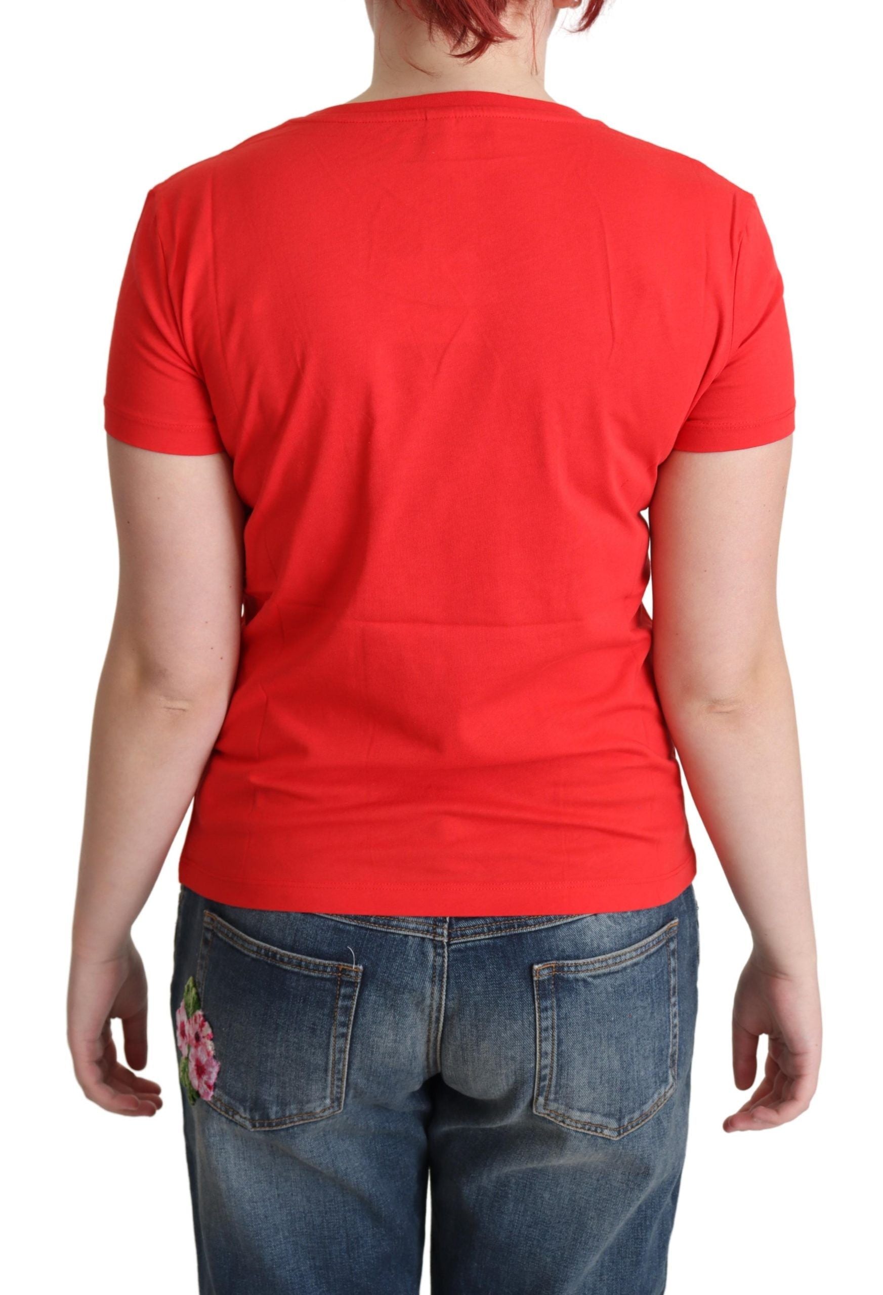 Moschino Chic – Rotes Baumwoll-T-Shirt mit verspieltem Aufdruck