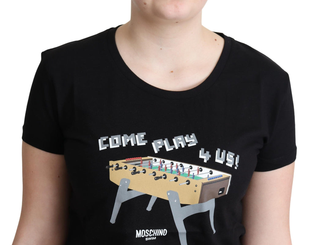 Moschino Chic – Schwarzes Baumwoll-T-Shirt mit verspieltem Aufdruck
