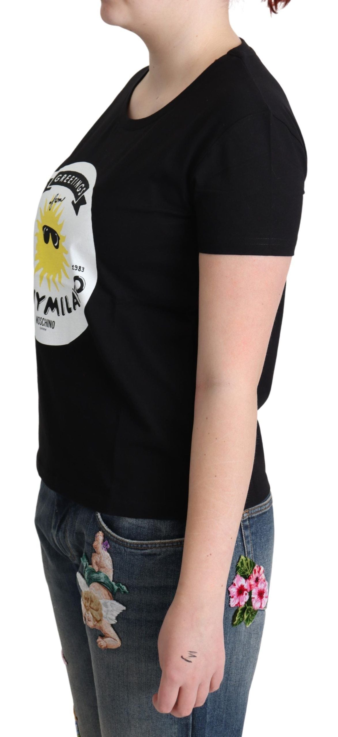 Schickes Moschino-Baumwoll-T-Shirt mit Milano-Print