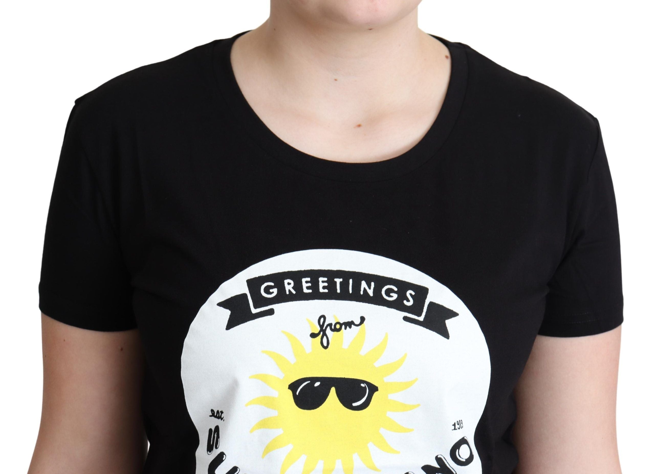Schickes Moschino-Baumwoll-T-Shirt mit Milano-Print