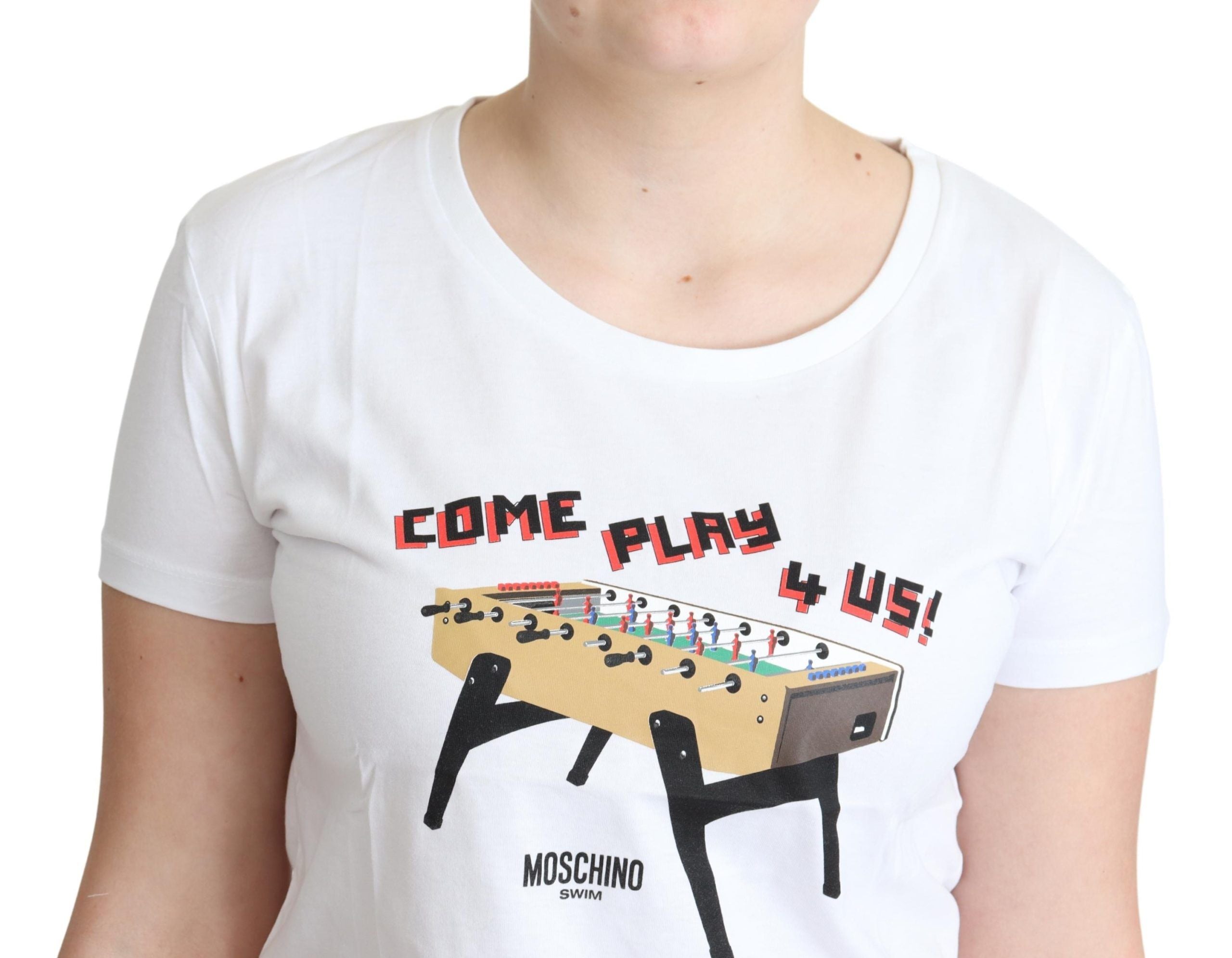 Moschino Chic – Rundhals-T-Shirt aus Baumwolle mit verspieltem Aufdruck
