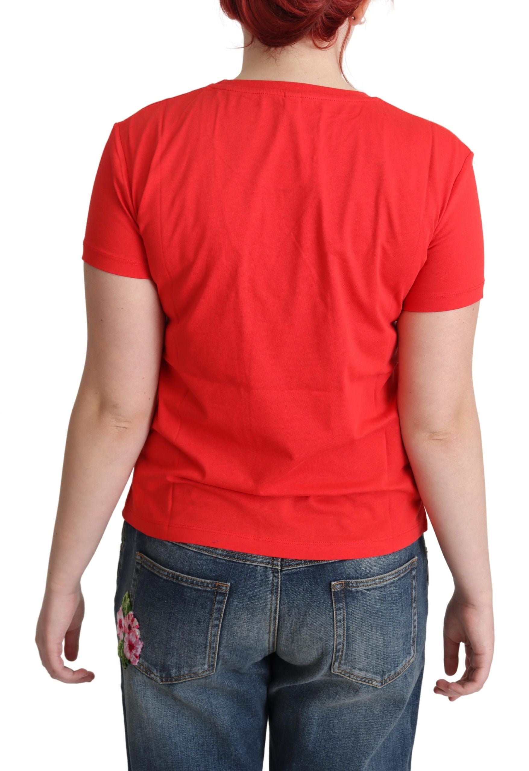 Moschino Chic Rotes Baumwoll-T-Shirt mit Grafik