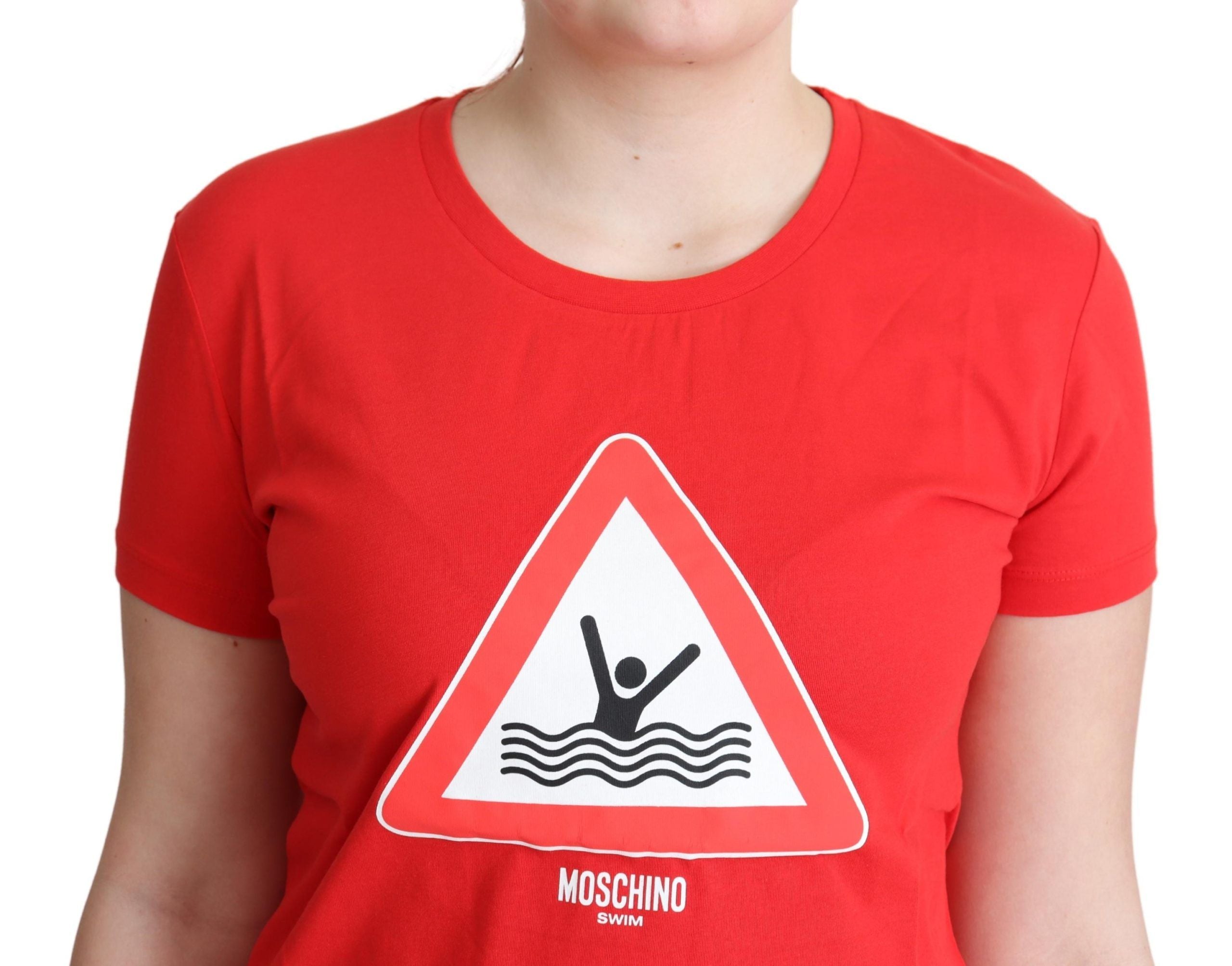 Moschino Chic Rotes Baumwoll-T-Shirt mit Grafik