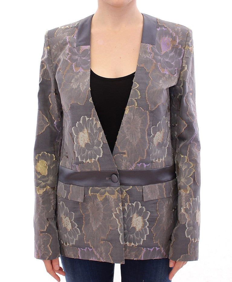 Roberto Fragata Schicker Seidenblazer mit Blumenmuster und einem Knopf