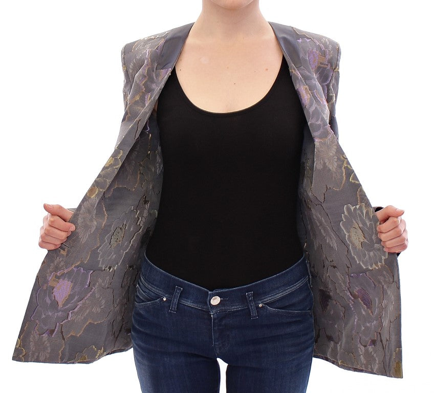 Roberto Fragata Schicker Seidenblazer mit Blumenmuster und einem Knopf