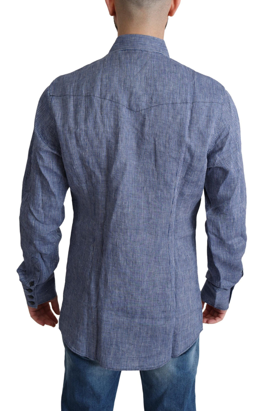 Dolce &amp; Gabbana Elegantes gestreiftes Leinen-Button-Down-Hemd