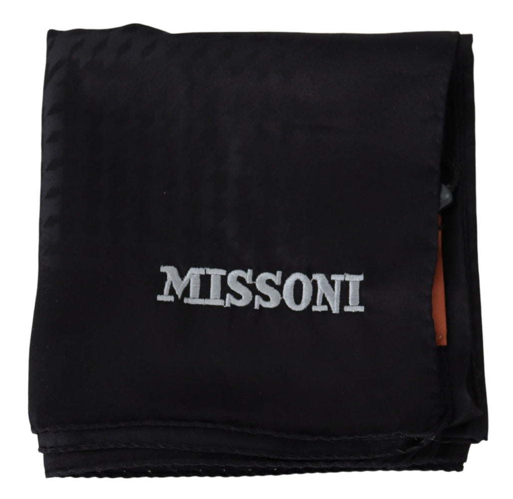 Missoni – Eleganter schwarzer Wollschal mit gesticktem Logo