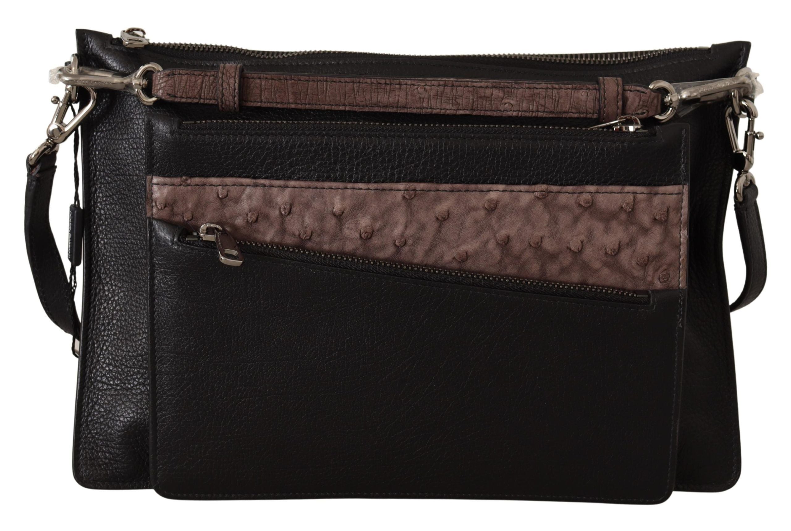 Dolce &amp; Gabbana Elegante Sling-Umhängetasche aus schwarzem Leder