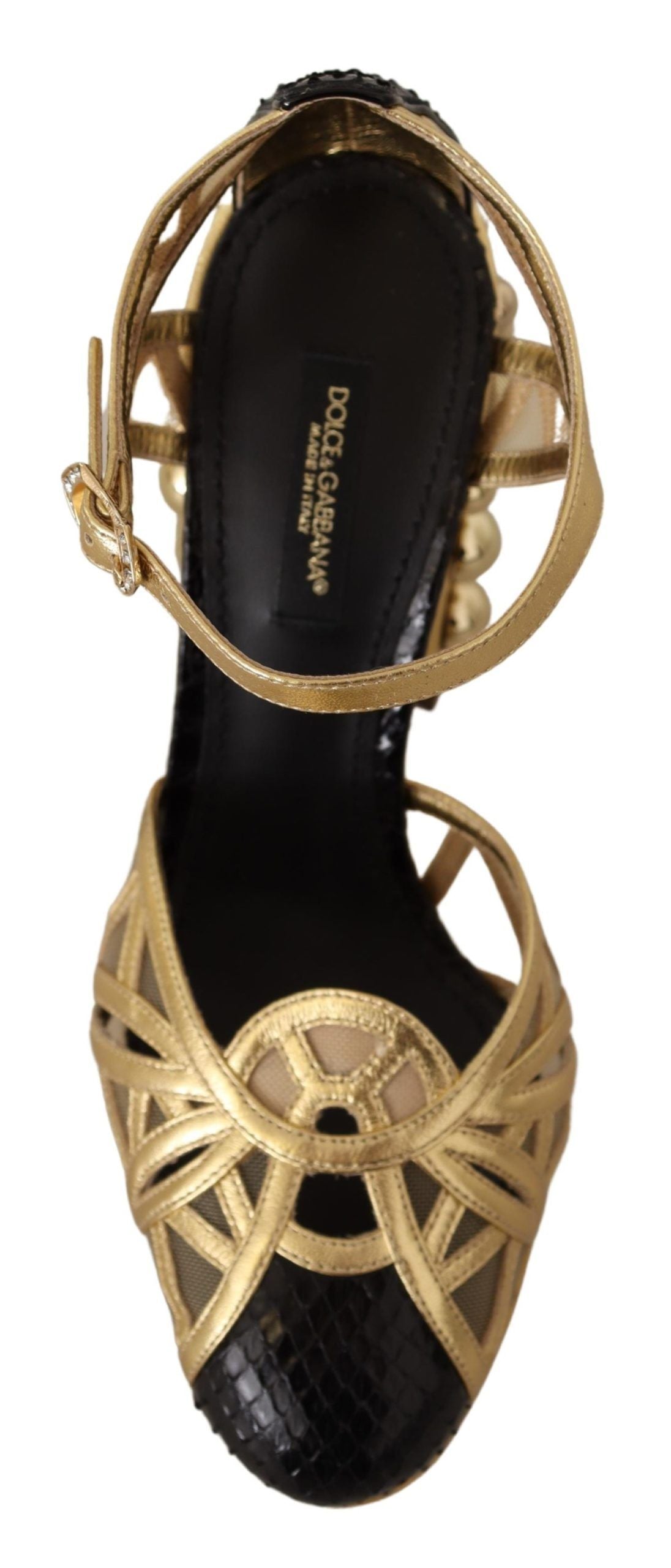 Dolce &amp; Gabbana Elegante Pumps aus Leder mit Kristallbesatz