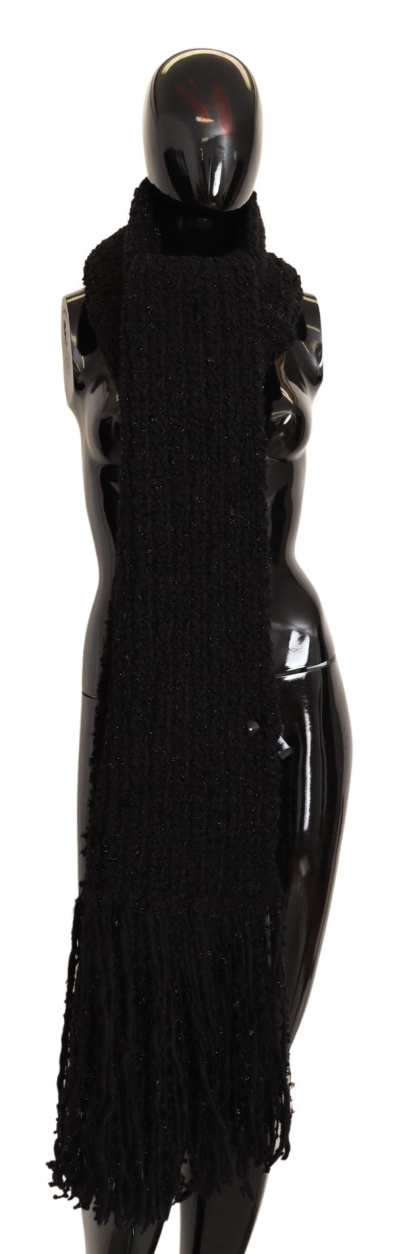 Dolce &amp; Gabbana – Eleganter schwarzer Designer-Schal aus Wollmischung