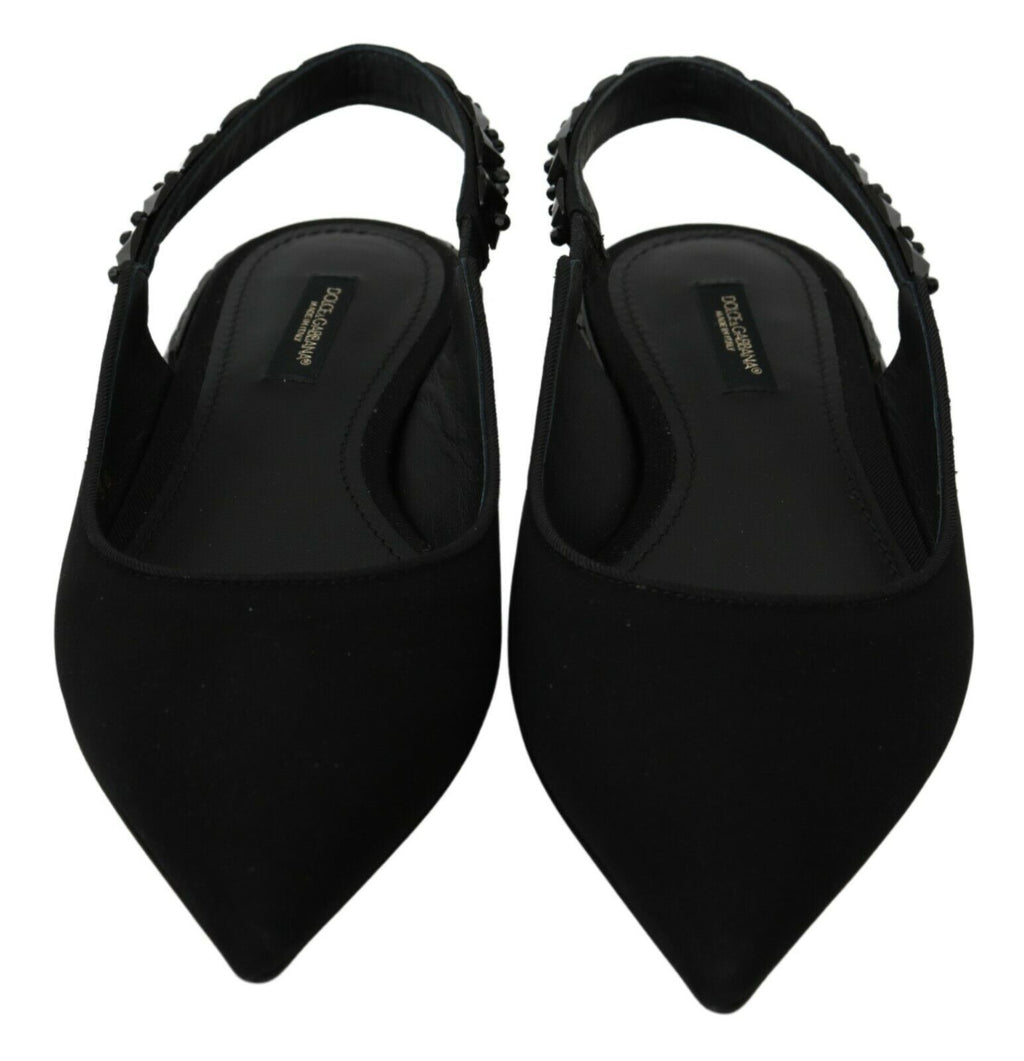 Dolce &amp; Gabbana Elegante Slingback-Ballerinas aus Seidenmischung mit Kristallen