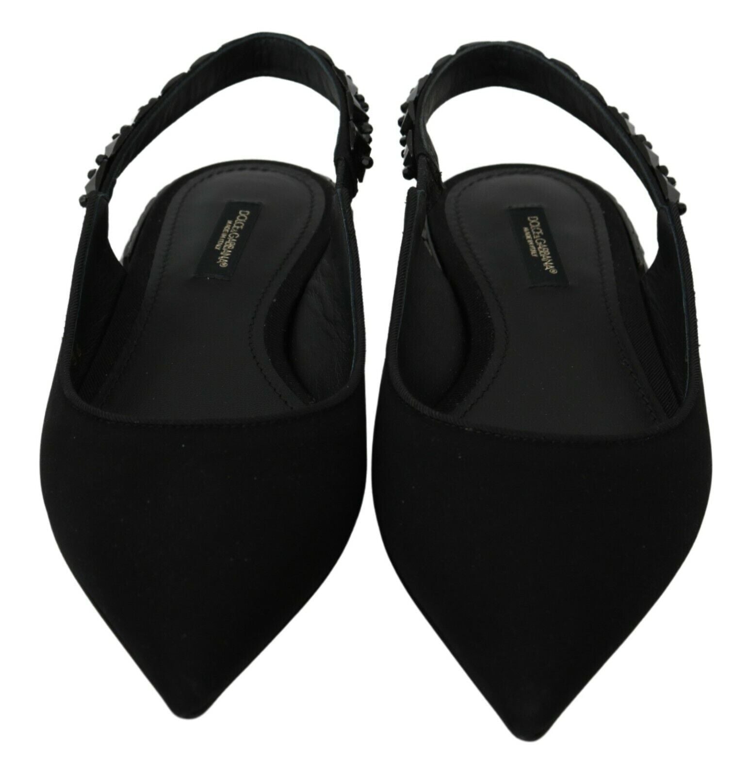 Dolce &amp; Gabbana Elegante Slingback-Ballerinas aus Seidenmischung mit Kristallen