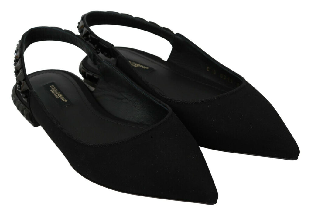 Dolce &amp; Gabbana Elegante Slingback-Ballerinas aus Seidenmischung mit Kristallen