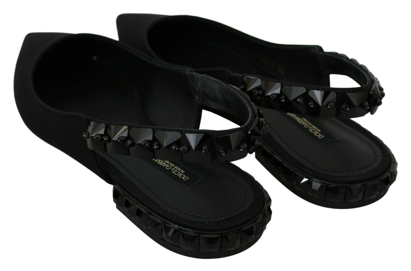 Dolce &amp; Gabbana Elegante Slingback-Ballerinas aus Seidenmischung mit Kristallen