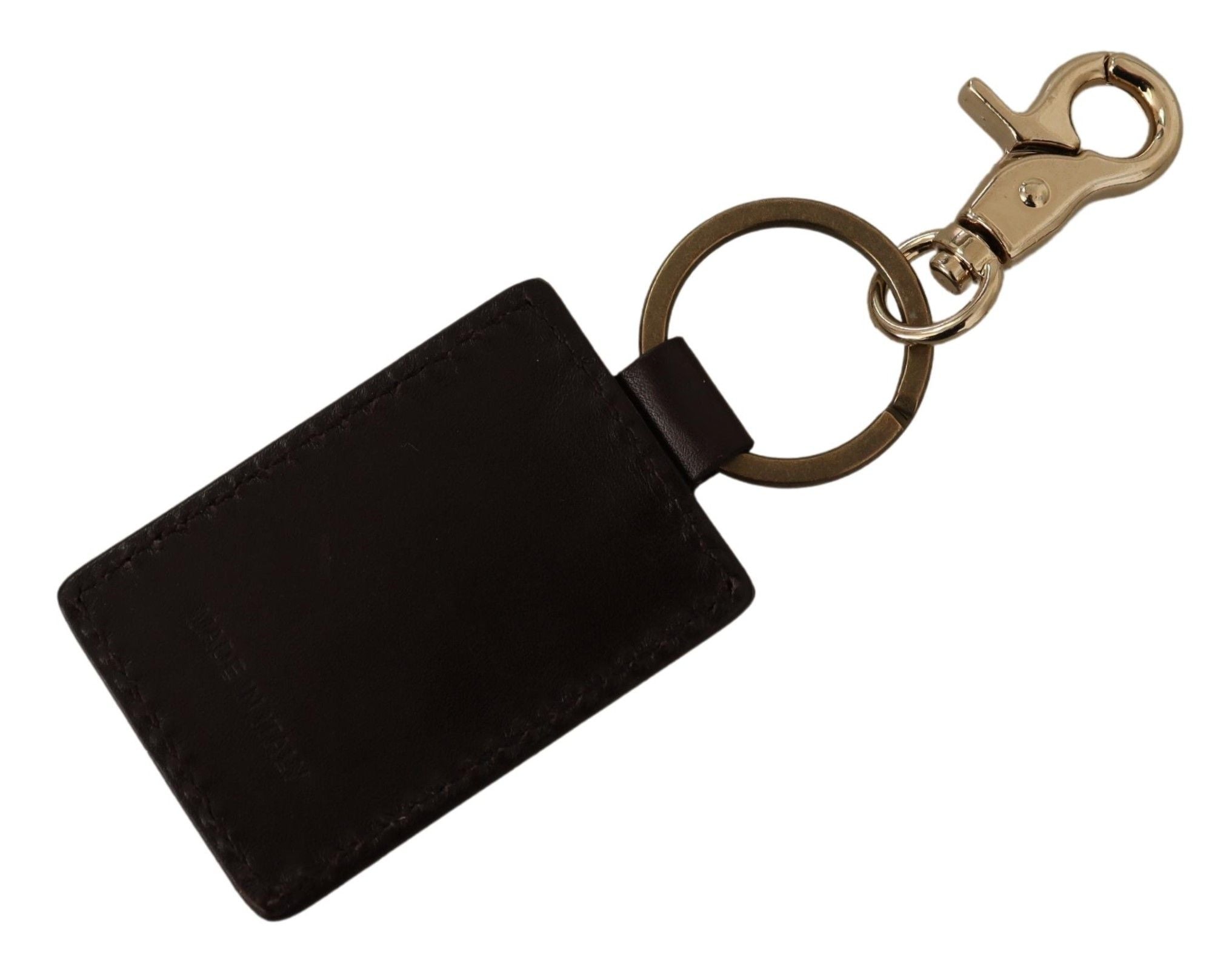 Dolce &amp; Gabbana Eleganter Unisex-Schlüsselanhänger aus Leder mit Golddetail
