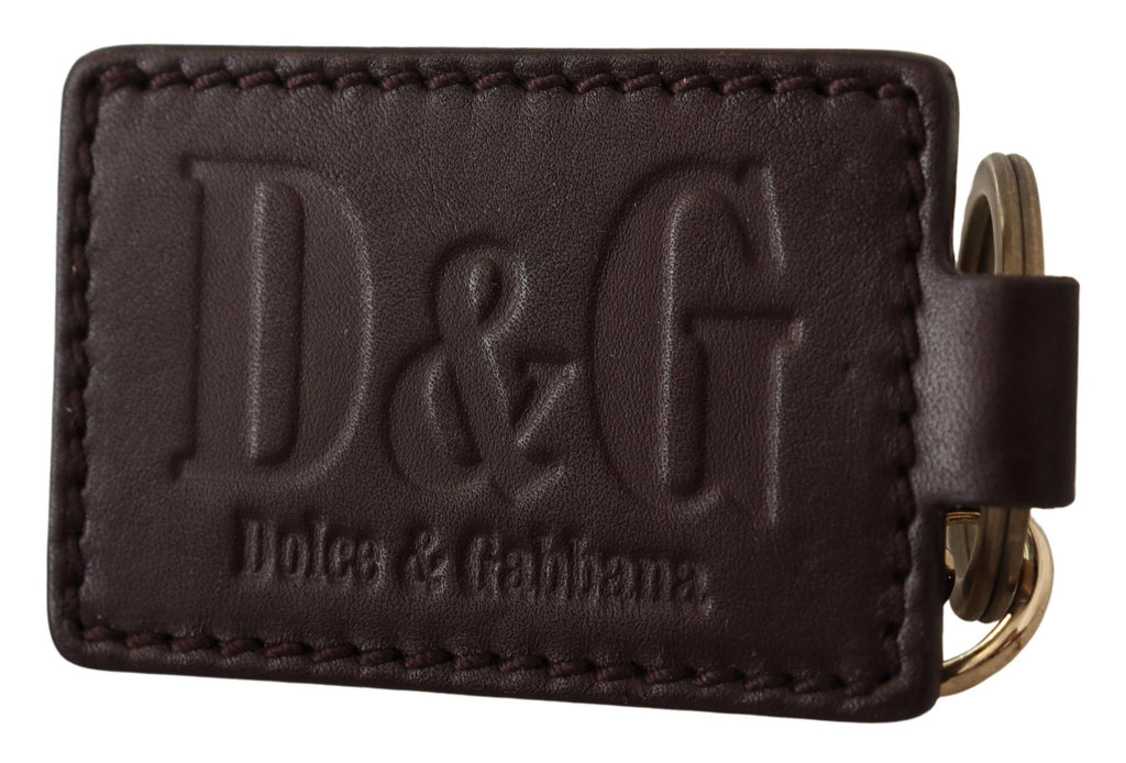 Dolce &amp; Gabbana Eleganter Unisex-Schlüsselanhänger aus Leder mit Golddetail