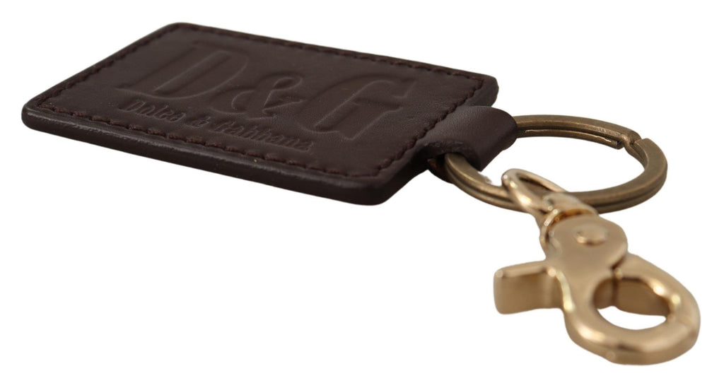 Dolce &amp; Gabbana Eleganter Unisex-Schlüsselanhänger aus Leder mit Golddetail