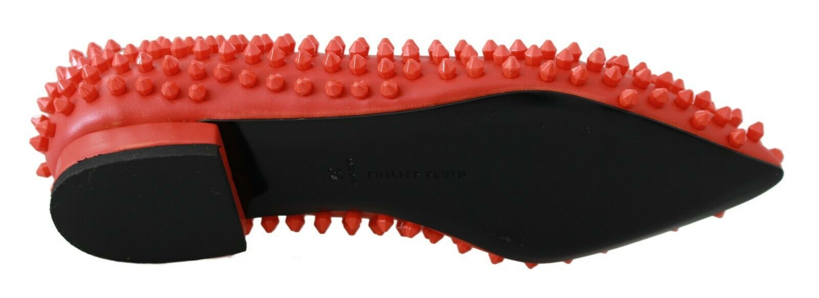 Philipp Plein – Spitze Leder-Ballerinas in leuchtendem Orange