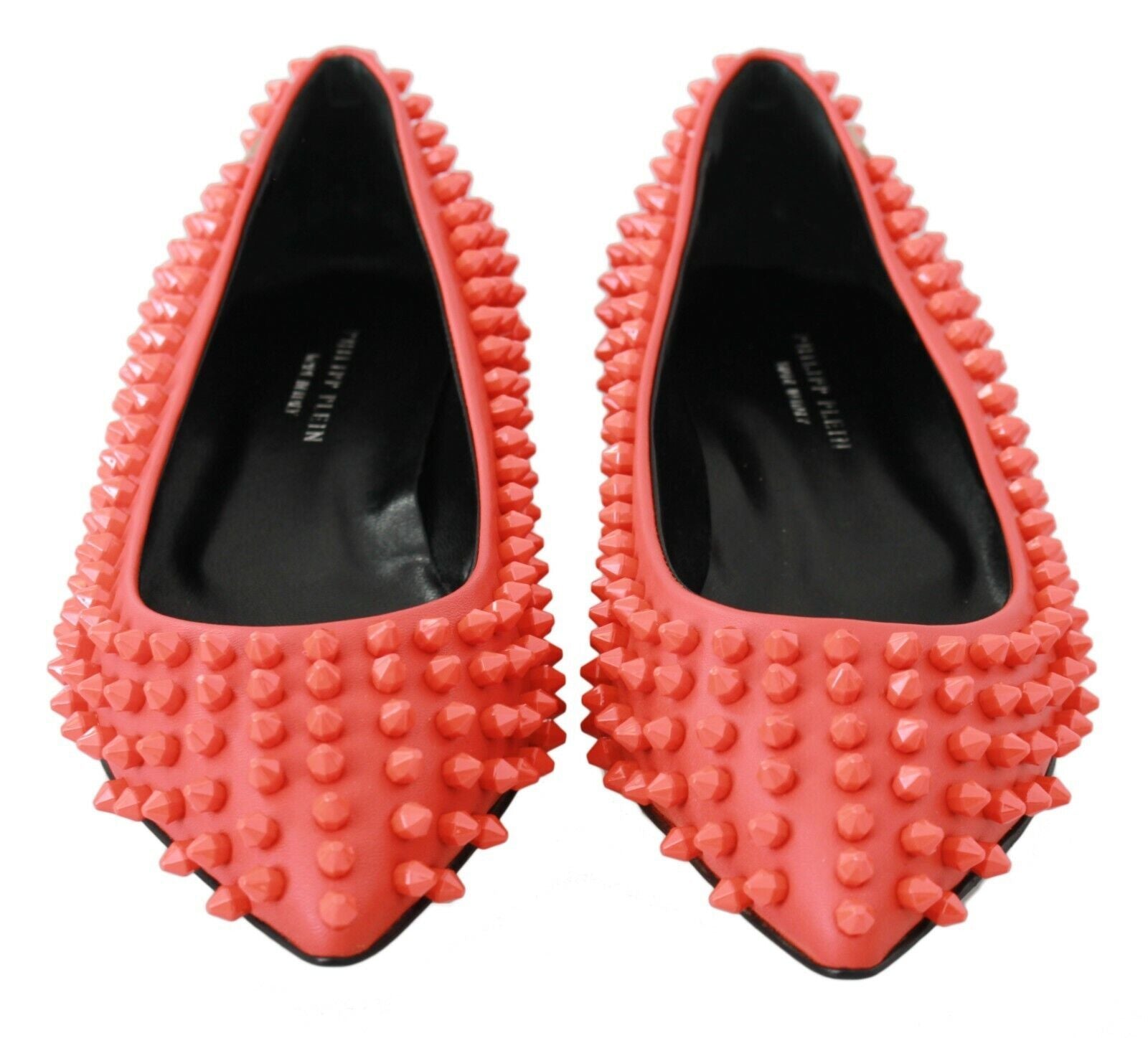 Philipp Plein – Spitze Leder-Ballerinas in leuchtendem Orange