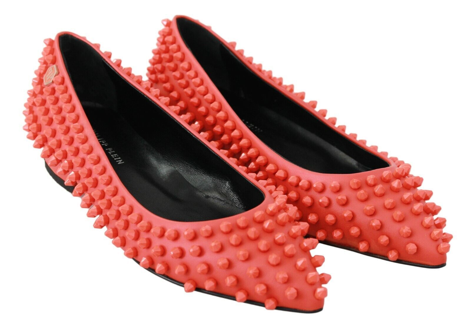 Philipp Plein – Spitze Leder-Ballerinas in leuchtendem Orange