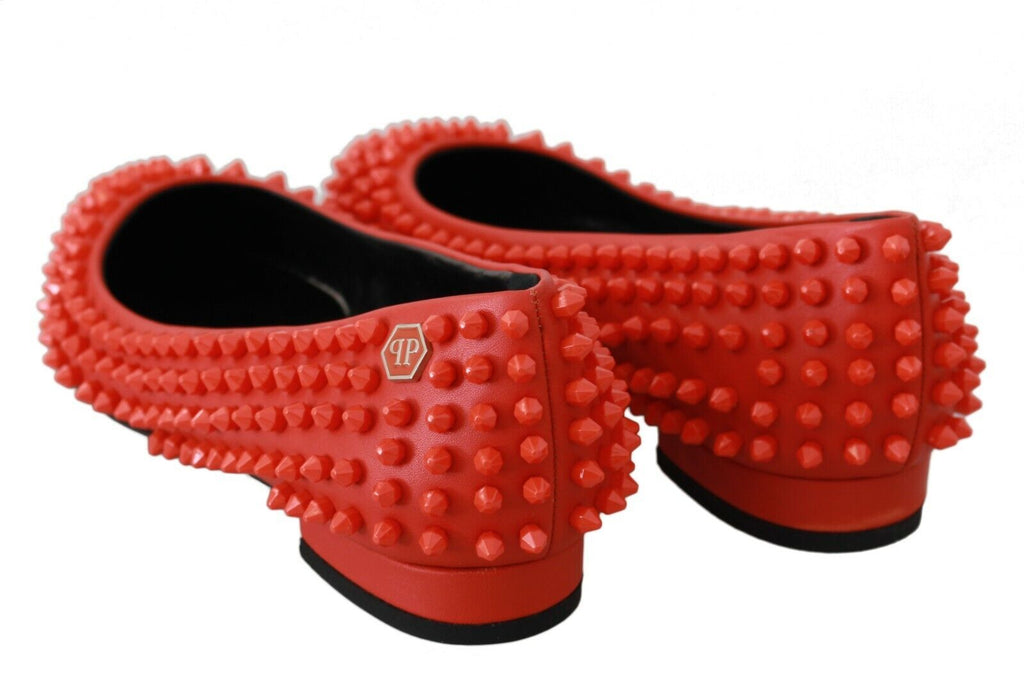 Philipp Plein – Spitze Leder-Ballerinas in leuchtendem Orange