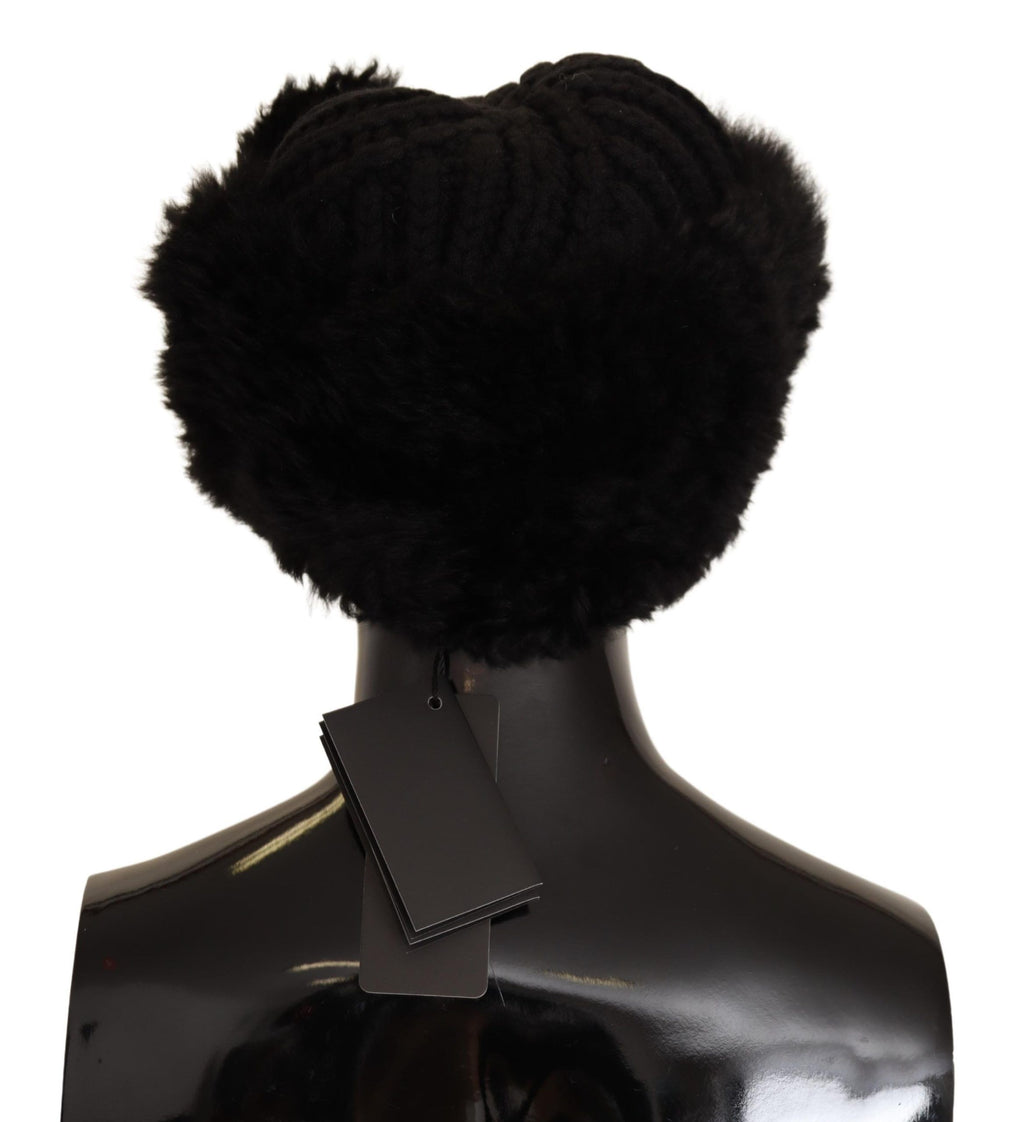 Dolce &amp; Gabbana Elegante schwarze Kaschmir-Alpaka-Pelzmütze