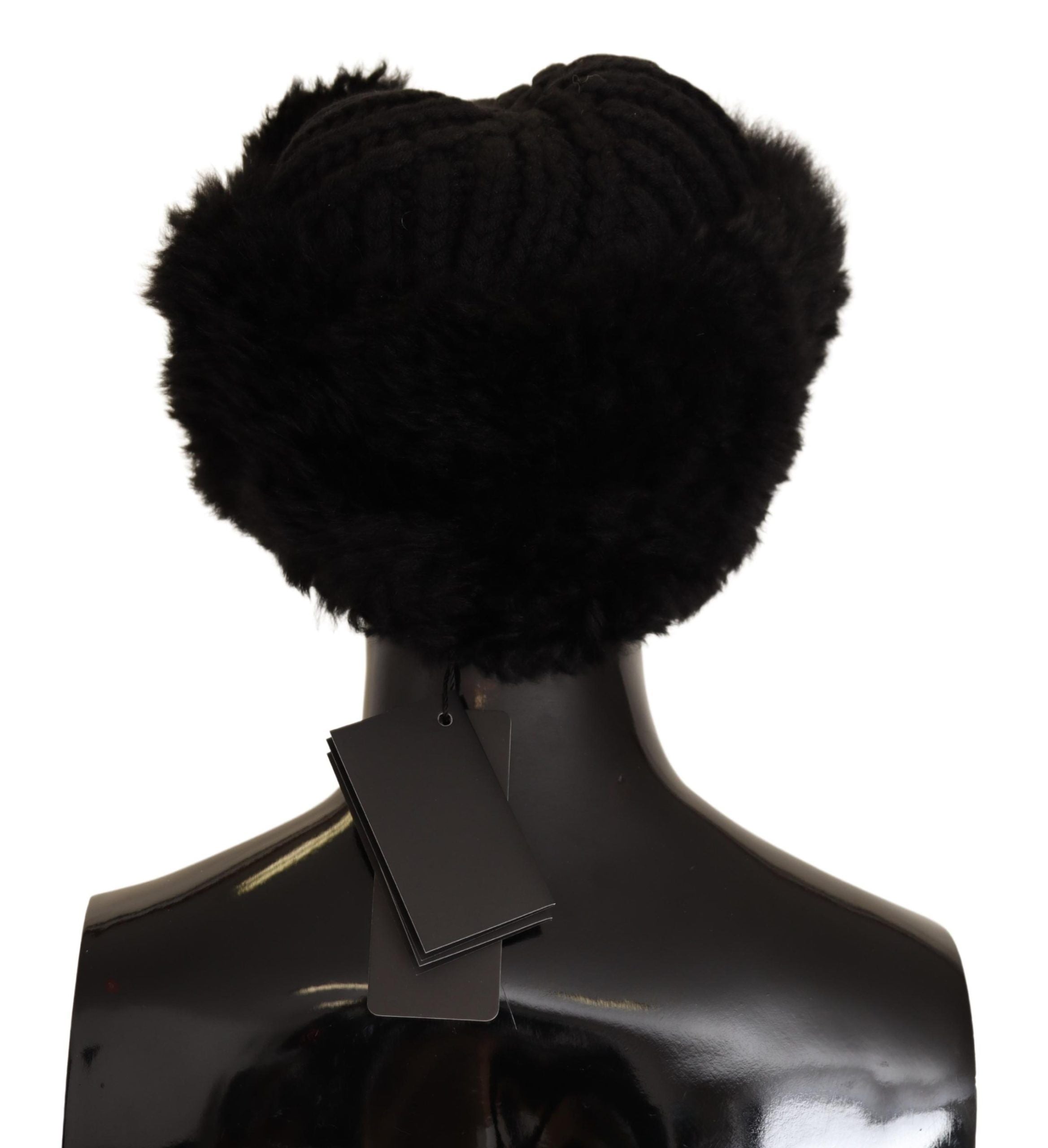 Dolce &amp; Gabbana Elegante schwarze Kaschmir-Alpaka-Pelzmütze